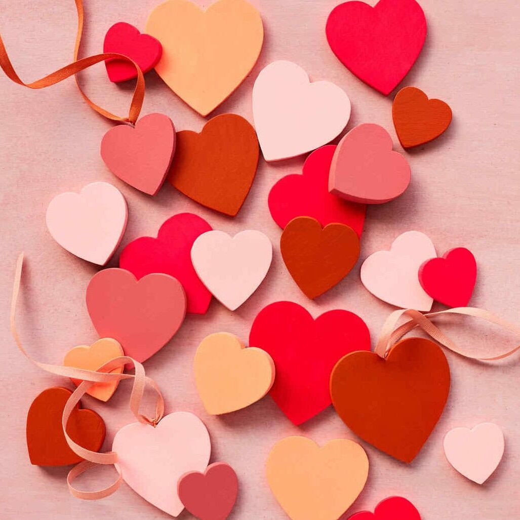 Collection of bright heart shapes